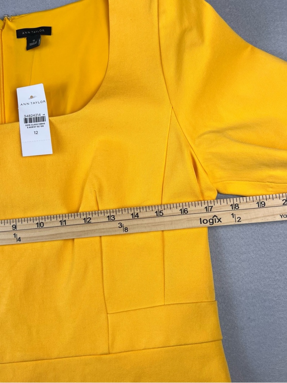 Ann Taylor Yellow Square-Neck Midi Sheath Dress - Picture 3 of 6